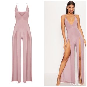Mauve jumpsuit split leg / slinky leg